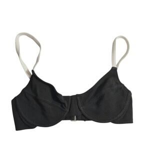 Vintage Newport News Sun Streak Black Underwire Bikini Top Sporty Waffle Knit 4